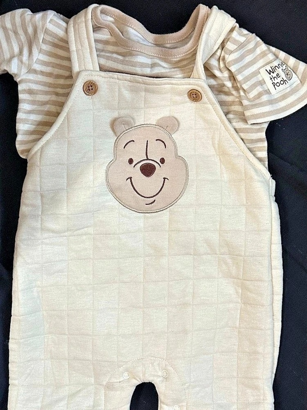 Disney Winnie the Pooh Bear Overall Set in Cream 18m